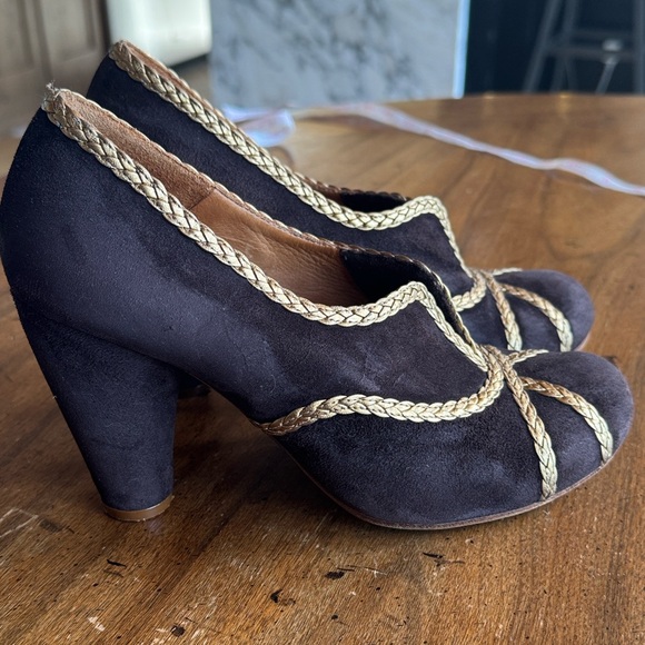 Chie Mihara Dark Brown Heels with Gold Braided Design size 38.5 - Picture 3 of 12